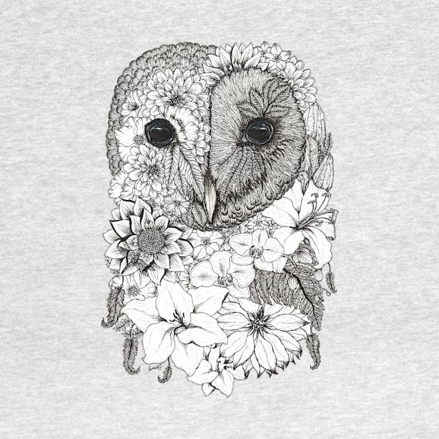 Floral Owl White Background by SamuelJ